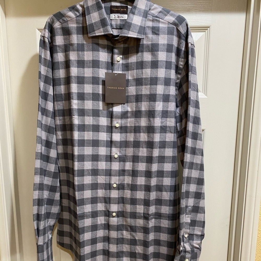 Thomas Dean Charcoal Button Down Shirt Flannel NWT - Picture 5 of 5